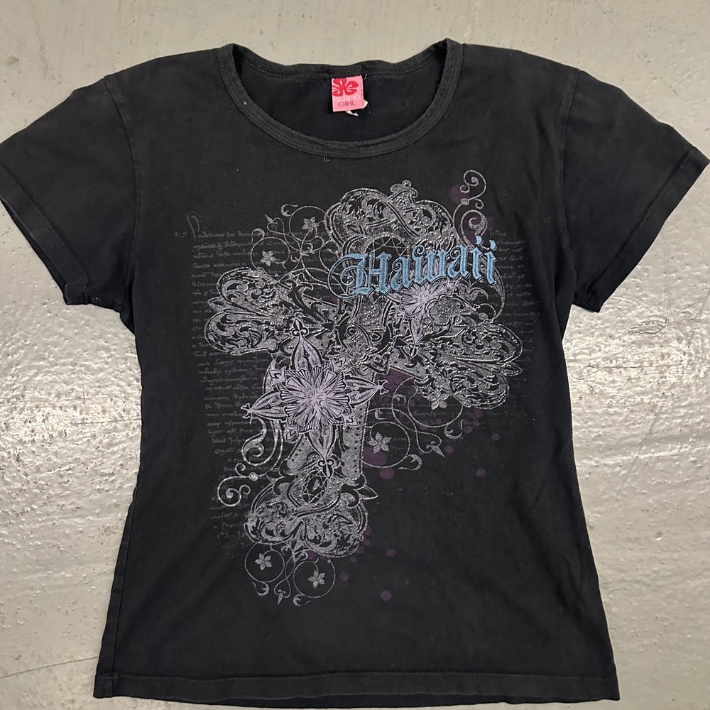 Island Girl Womens Graphic Tee Shirt Small Black Hawaii Preowned Y2K Goth